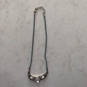 Geranium Navy Jeweled Necklace